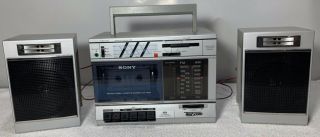 Vintage Sony Cfs - 3000 Transound Fm/am Cassette Tape Player Boombox Silver