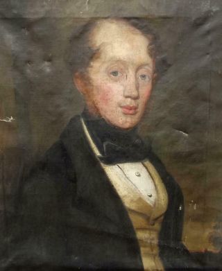 Antique British Society Oil Painting Portrait Of Gentleman C1840 For Restoration
