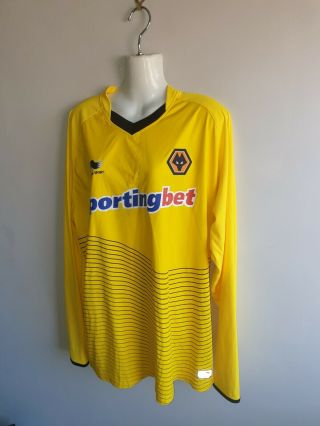MENS WOLVES SIZE XL YELLOW LONG SLEEVE VINTAGE 2009 - 2010 FOOTABLL SHIRT GOOD CON 2