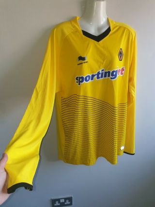 MENS WOLVES SIZE XL YELLOW LONG SLEEVE VINTAGE 2009 - 2010 FOOTABLL SHIRT GOOD CON 3