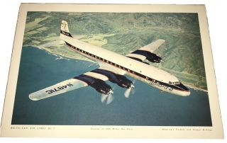 Vintage 1960’s Delta C&s Airlines Dc - 7 Jet Airplane Matte Print 18.  75x13