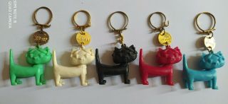 Série De 5 Porte - Clés Keyring Chat Unimel Couleur Keychain Vintage Années 60