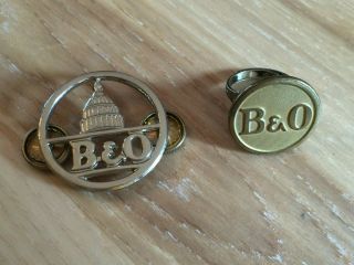 1 Vintage B&o Baltimore And Ohio Railroad Hat Or Collar Badge & 1 Button Ring