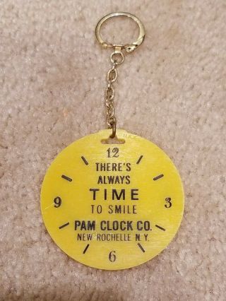 Vintage Pam Clock Company Keychain Rochelle Ny