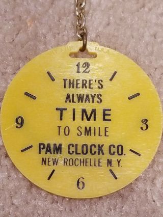 VINTAGE Pam Clock Company KEYCHAIN Rochelle NY 2