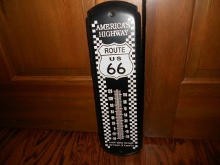 Vintage Route 66 Metal Advertising Thermometer 5 X 17