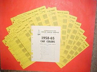 1958 - 1965 Amc Gm Ford Chrysler Studebaker Paint Chip Formula Color List Book
