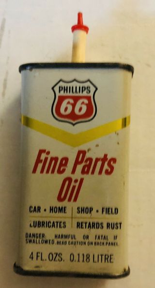 Vintage Phillips 66 Fine Parts Oil Can 4 Oz.  Empty