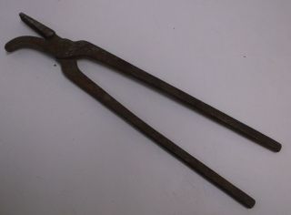 Vintage Blacksmith Farrier Curved Jaw Hoof Clincher Tongs Pliers,  13 1/2 " Usa