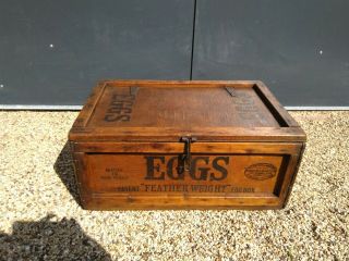 Vintage wooden egg crate advertising box 2