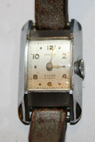 Chevrolet Ladies Vintage Wrist Watch Ancre 15 Rubis Swiss Silver Co