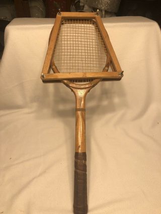 Vintage Wright & Ditson Wooden Tennis Racket W/press Trophy