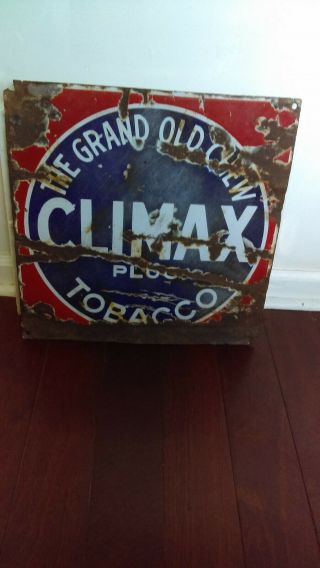 Vintage Antique Porcelain Advertising Tobacco Sign Climax Plug Tobacco