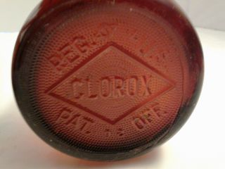 2 Vintage Amber Clorox Bottles 32 oz with Metal Screw Top Lids 3