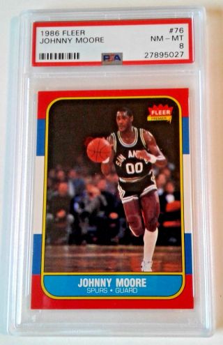 1986 Fleer Basketball Johnny Moore 76 Psa 8 Rookie Card