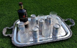 Large 20 " 4kg Antique Vintage Silver Plate Serving Drinks Cocktail Tray Handles