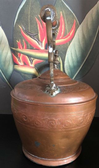 antique copper tea kettle With Brass Handles 2
