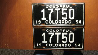 Vintage 1954 Colorado Truck License Plate Pair From Prowers County 17t50