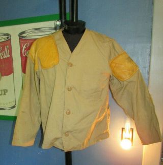 Vtg Red Head Fishuntex Shooting Jacket Marksman Leather Padded Coat 1950 