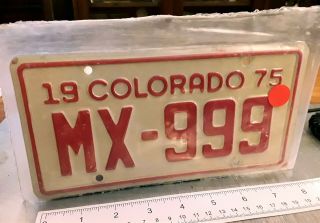 Colorado - 1975 Motorcycle Repeater Number,  License Plate - Ex