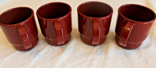 Vintage Tupperware Coffee Tea Mug Set 4 Stackable Burgundy 22248