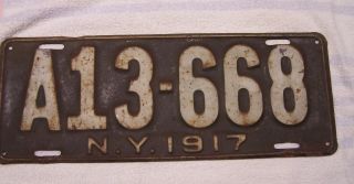 Ny 1917 Vintage License Plate