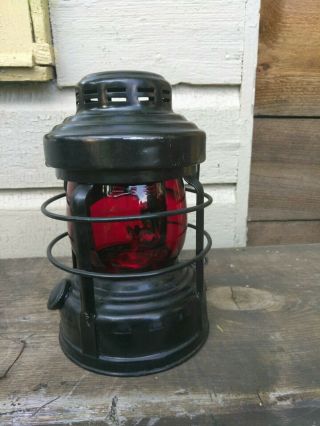 Vintage All Embury Luck E Lite No 25 Lantern Red Globe