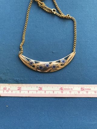 Vintage Jewellery Enamel Necklace Signed With A Fish In A Fish In A Crown