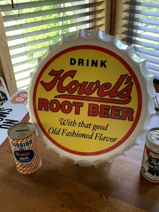 Vintage Howels Root Beer Porcelain Bottle Cap Sign Soda,  Candy,  Ice Cream Pop