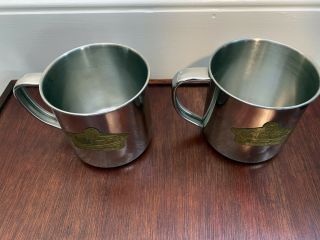 2 - Vintage Coleman " Sunshine Of The Night " Stainless Steel & Brass Mugs