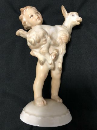 Antique Rosenthal Porcelain Figurine Nude Naked Boy With A Goat Mh Fritz Germany