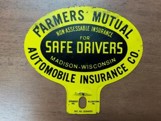 1935 Farmers Mutual Safe Drivers Automobile Insurance Co.  License Plate Topper 3