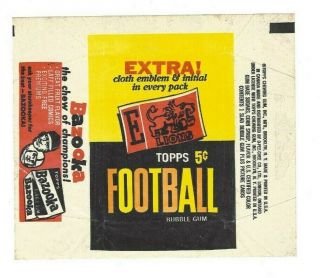 1961 Topps Football 5 - Cent Wax Pack Wrapper - Rare - Vintage -