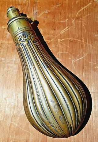 Antique 1850s G&jw Hawksley Sheffield Brass/copper Powder Flask Double Stamped