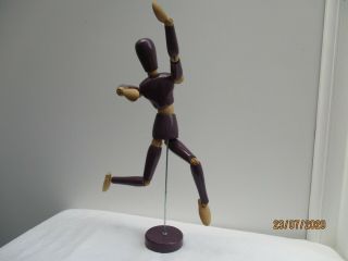 A Vintage Wooden Articulated Artists Model Figure - 12.  5 " High - Purple - Fabulous