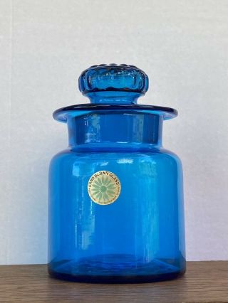 Vintage - Counterpoint Blown Glass Apothecary Jar W/lid - Blue