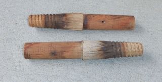 Vintage 2 Wooden Screw Peg,  Pin,  For Ceramic,  Or Glass Pole Line Insulators