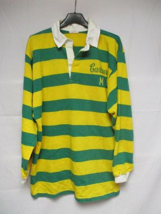 Maillot Rugby Carburians M T Vintage Shirt Années 80 Made In France Jaune Vert L