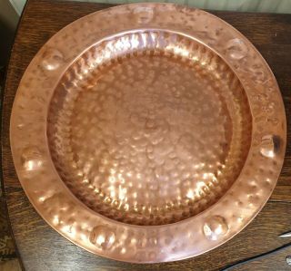 Antique Large Copper Arts And Crafts Wall Plaque Tray Bowl