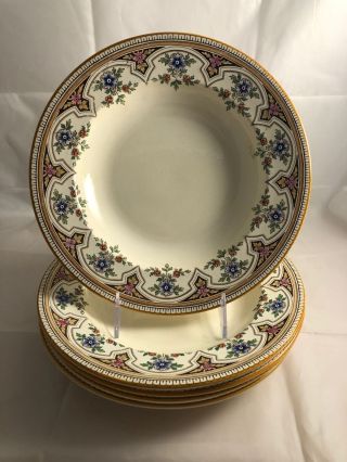 Set Of 5 Antique Wedgwood Renaissance 9 7/8 " Rim Soup Bowls