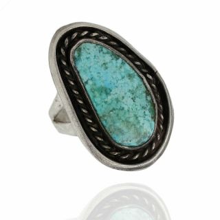 Vintage Navajo Handmade 925 Sterling Silver Turquoise Ring Size 6.  75