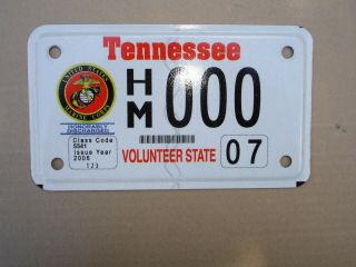 Tennessee Marine Veteran Motorcycle License Plate,  Tag,  Rare Issue