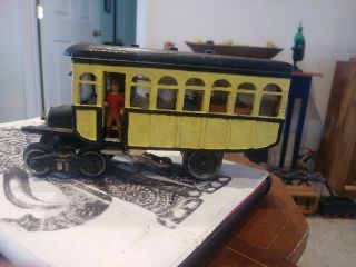 Vintage Folk Art Hand Crafted Wooden Toy Trolley Train Car.  Electric