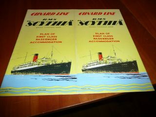 Cunard Line Rms " Scythia " - Plan Of First Class Passenger Accommodation - 1952