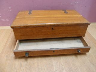 Antique Victorian Oak Deed Box With Drawer