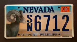 Nevada " Support Wildlife - Ram Horn Sheep " Nv Specialty Graphic License Plate