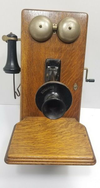 Vintage Antique Hand Crank Wall Telephone Phone Wood Case 317n