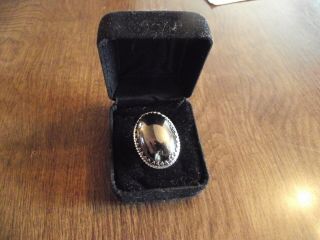 Gorgeous Vintage Signed " Whiting And Davis " Hematite Ring - Size 8