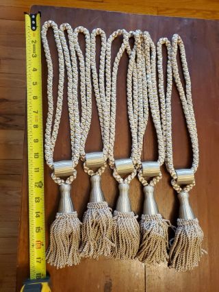 Curtain Drape Heavy Braided Tassel Tie Backs (5) Vintage Gold 11 "