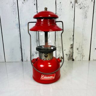 Vintage Coleman Lantern Model 200 1964 Brass Tank Red Sunshine Globe